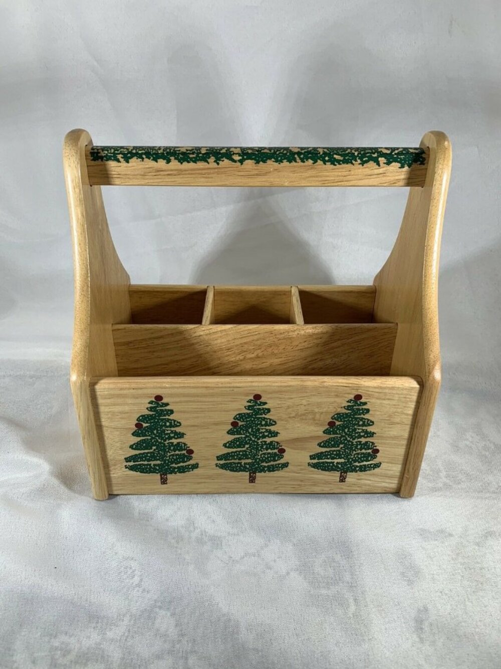 Furio Christmas Tree Organizer Caddy Wooden Utensil Holder, 9" Vintage